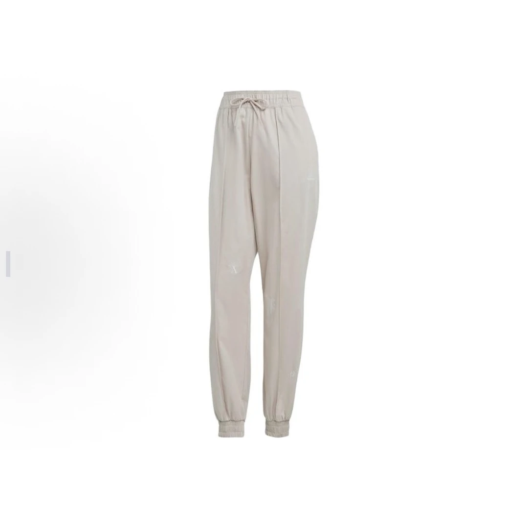 adidas Logo印花抽绳束脚长款运动裤 女款 灰褐棕IC5714