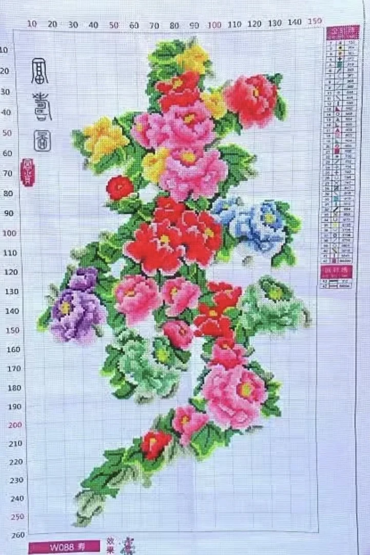 大格 纯手工绣好的十字绣成品花寿装饰画