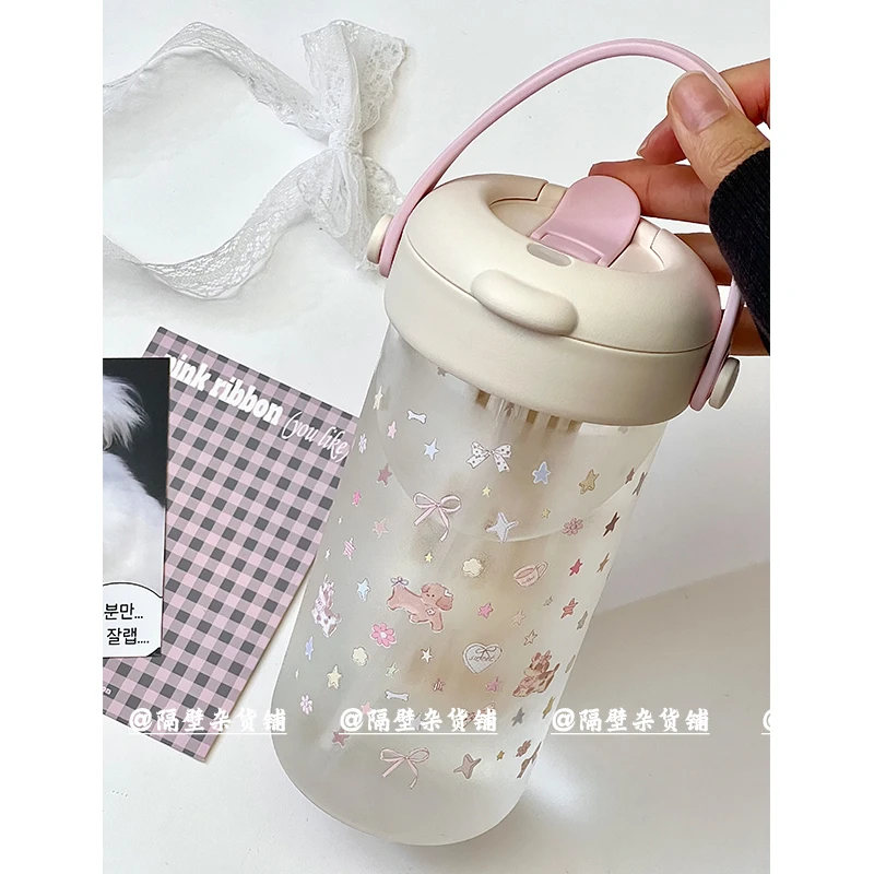 隔壁杂货铺原创玻璃吸管水杯2025新款女生夏天杯子大容量便携礼物