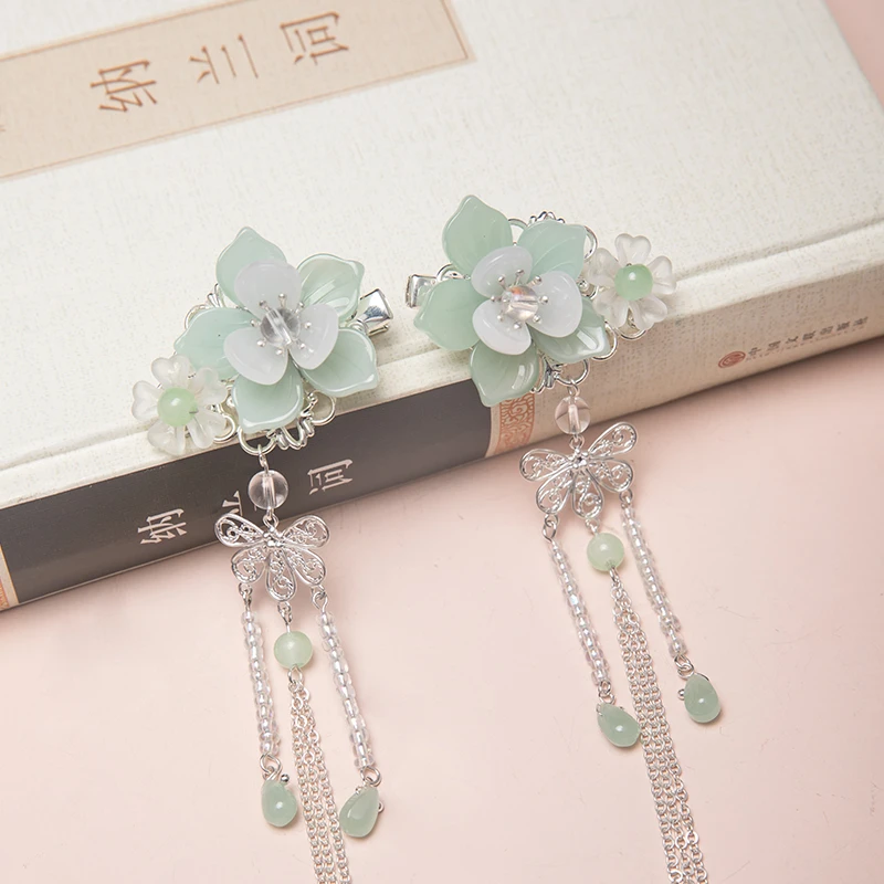 古风汉服配饰绿意对夹