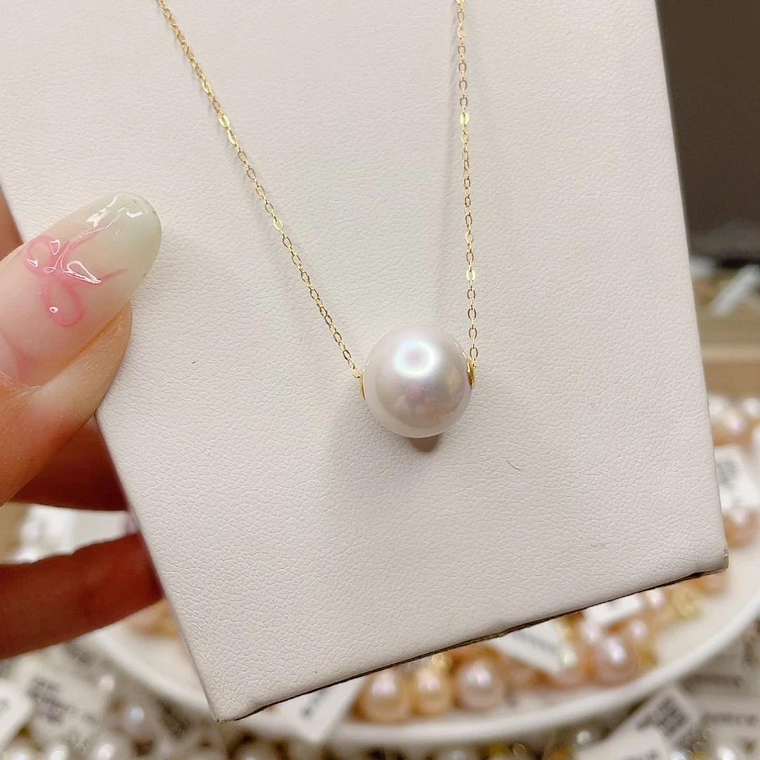 此***销淡水珍珠18K金镶嵌吊坠(赠链)