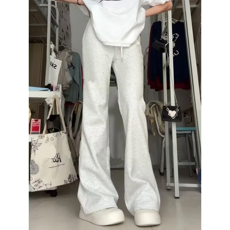 微喇运动裤女夏季2025新款宽松小个子垂夏季女士美式垂感微喇卫裤