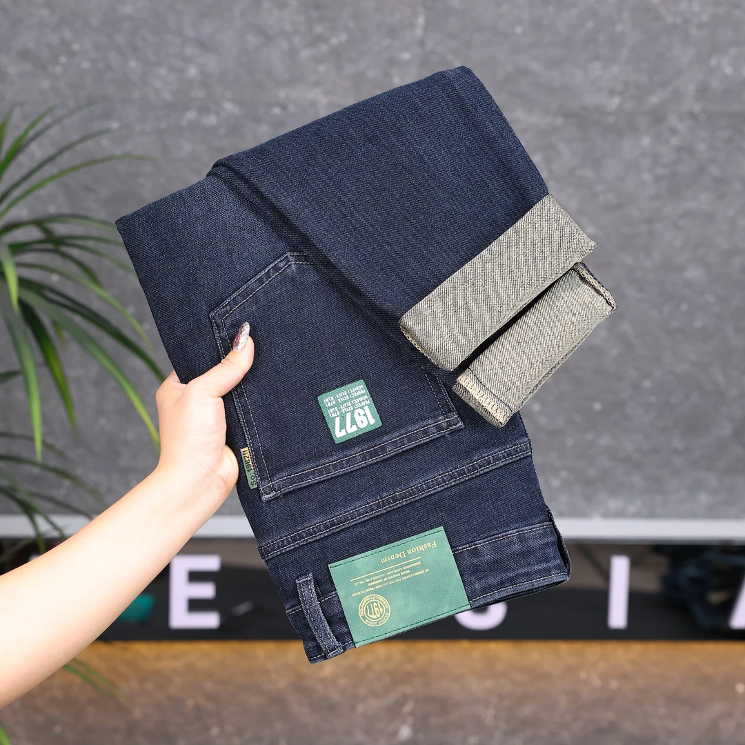 【四季新款】2025男士牛仔潮流高档印花弹力修身直筒裤休闲百搭长裤