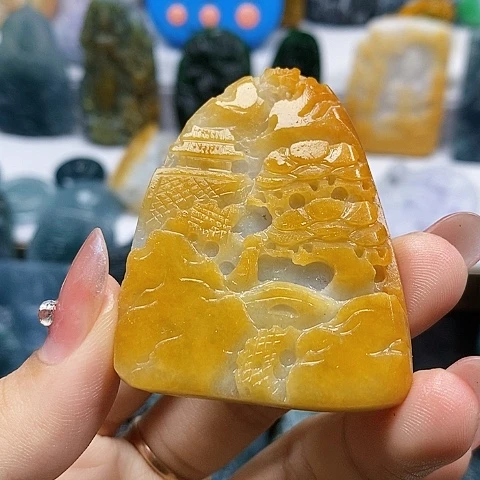 发***发未镶嵌定制翡翠山水
