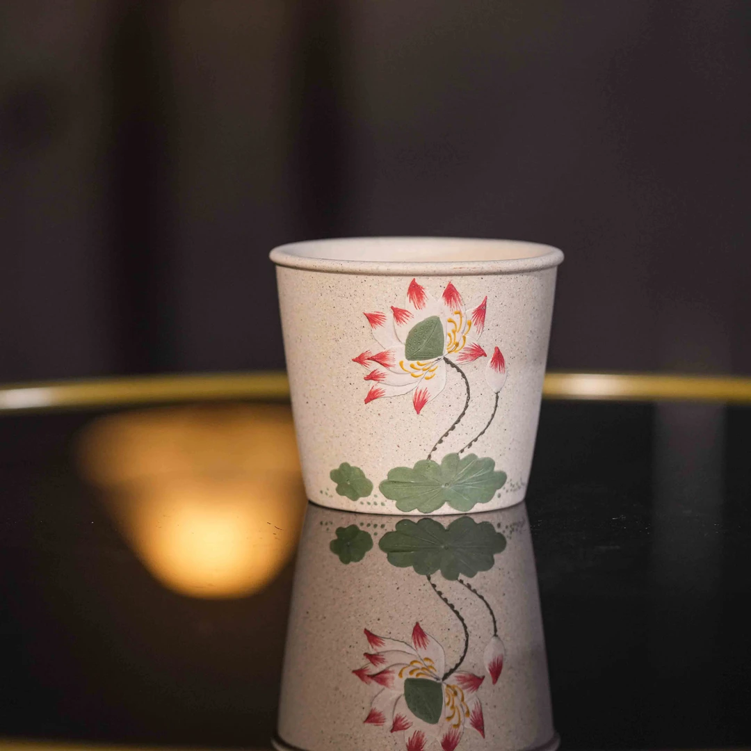 乘风阁.白段泥【平底荷花杯】100cc-ZL