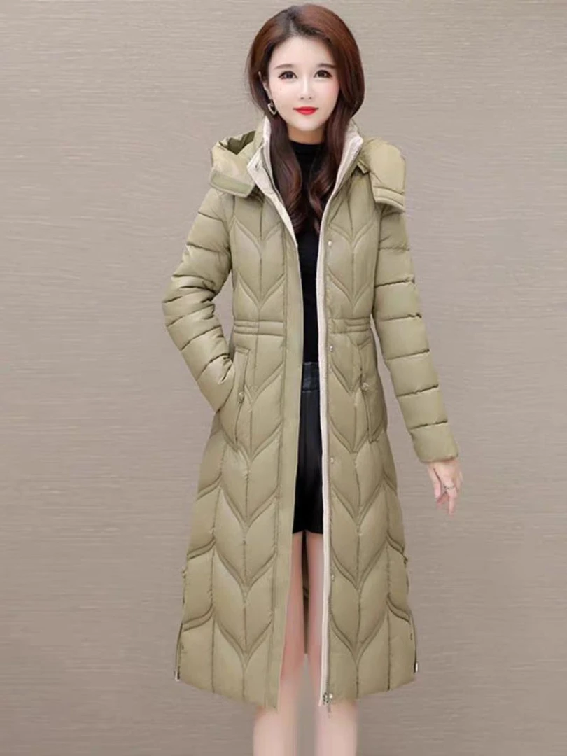 【A1196】女士冬季新款时尚气质显瘦高端洋气长款羽绒棉服