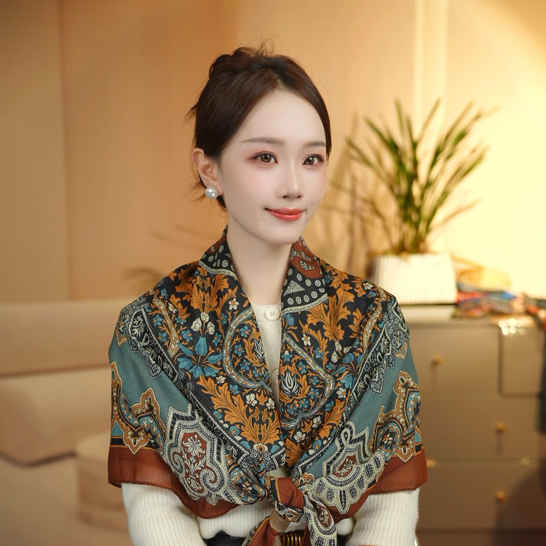 K (绿扣) P26【青珰叙】 绫绡纱110*110左右方巾夏季防晒方巾