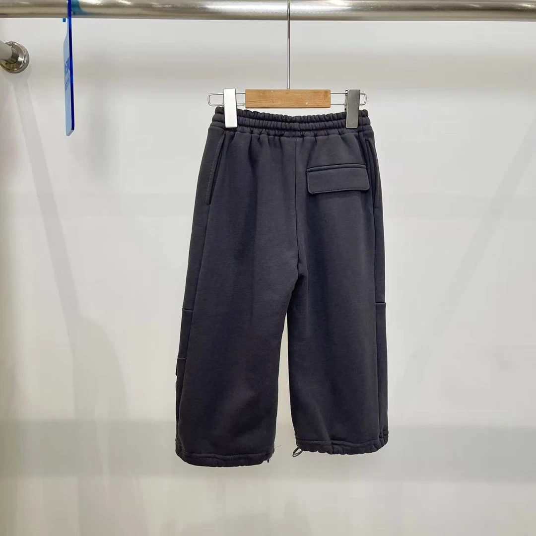 秋冬小童男童女童加绒针织裤灰色  3108铭系