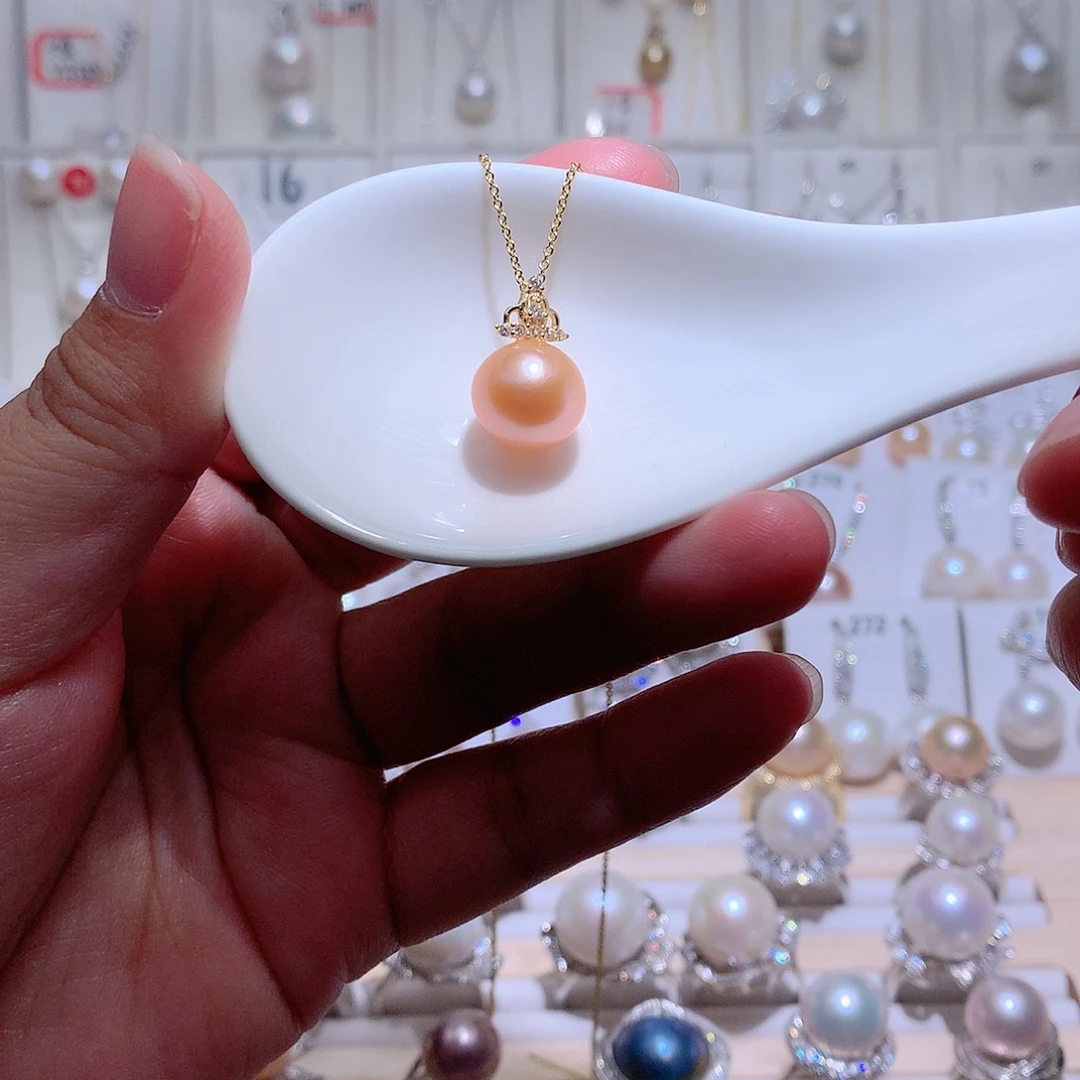 淡水珍珠银S925镶嵌吊坠(赠链)CC11.8mm