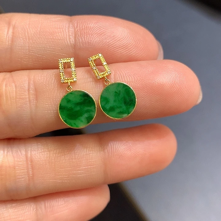 翡翠耳饰18K金镶嵌耳饰