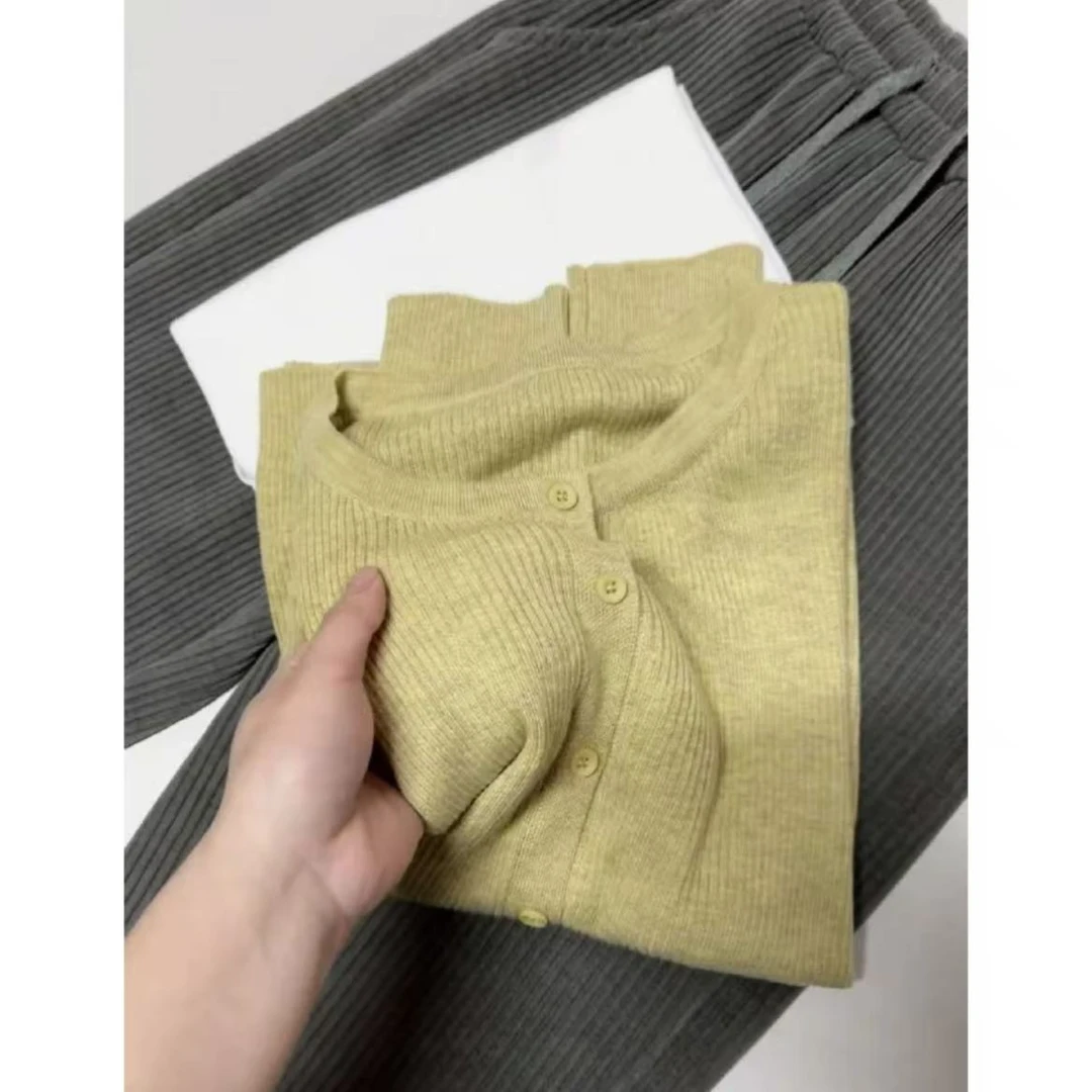 丽丽家~日落黄长袖时尚百搭打底薄款紫色圆领开衫Z