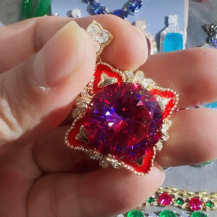 非金属红色蓝色满钻镶嵌