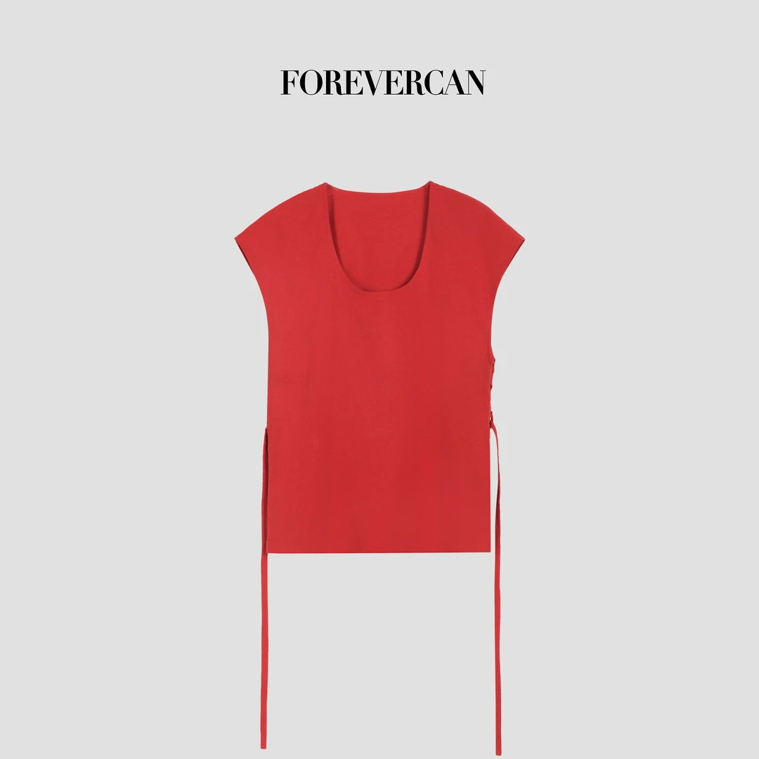 FOREVERCAN“入夏氧感”法国雨露麻精梳棉U型领飞袖短袖T恤 ST23145