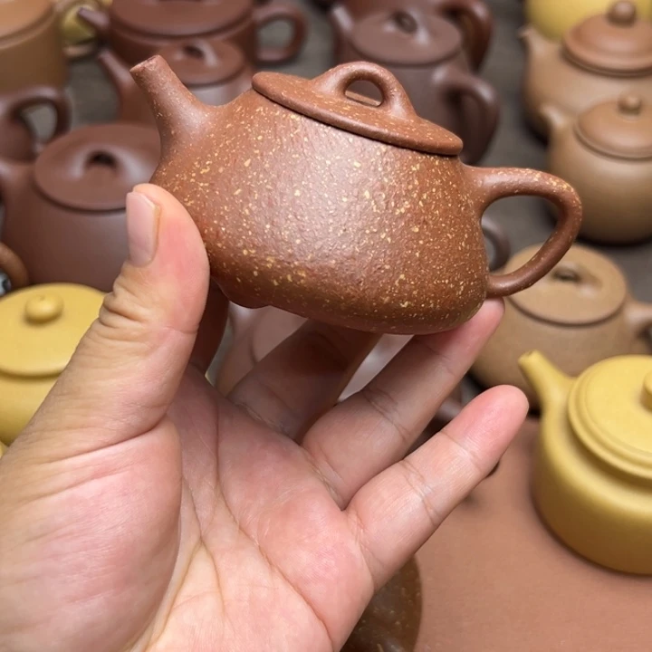 茶壶紫砂红降坡半手工130cc左右瑕疵不挑