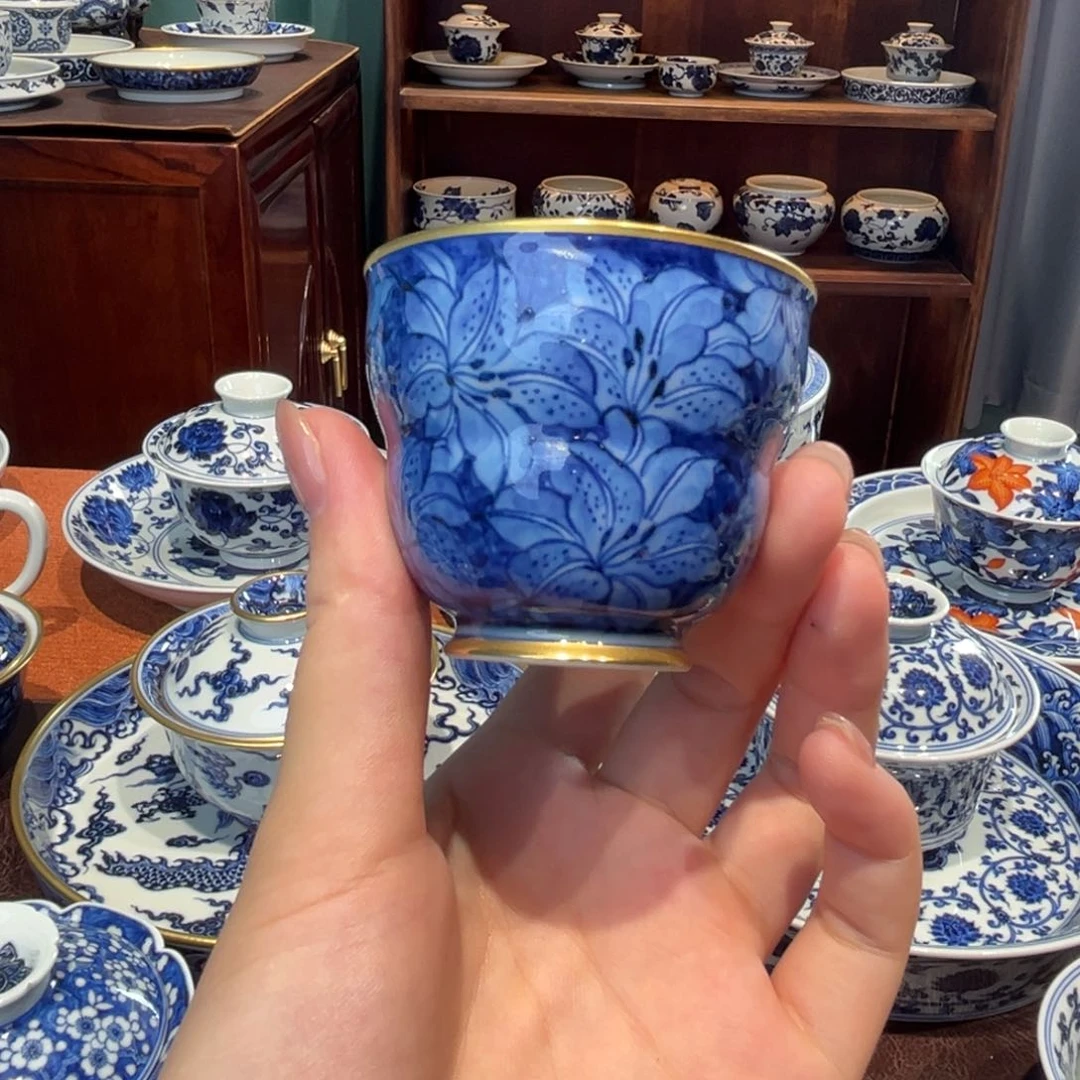 青花雯华堂手绘杯杯