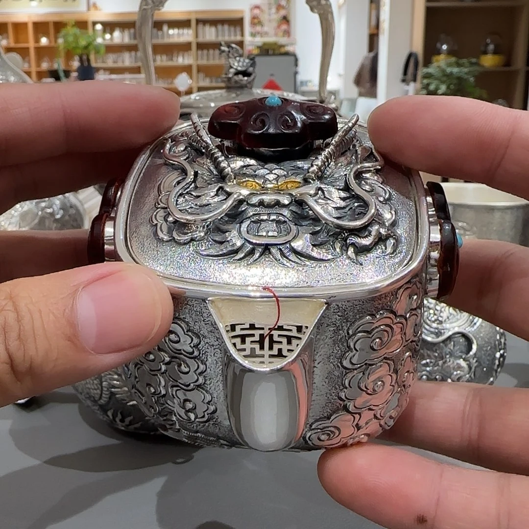 精品手抓龙壶 足银999