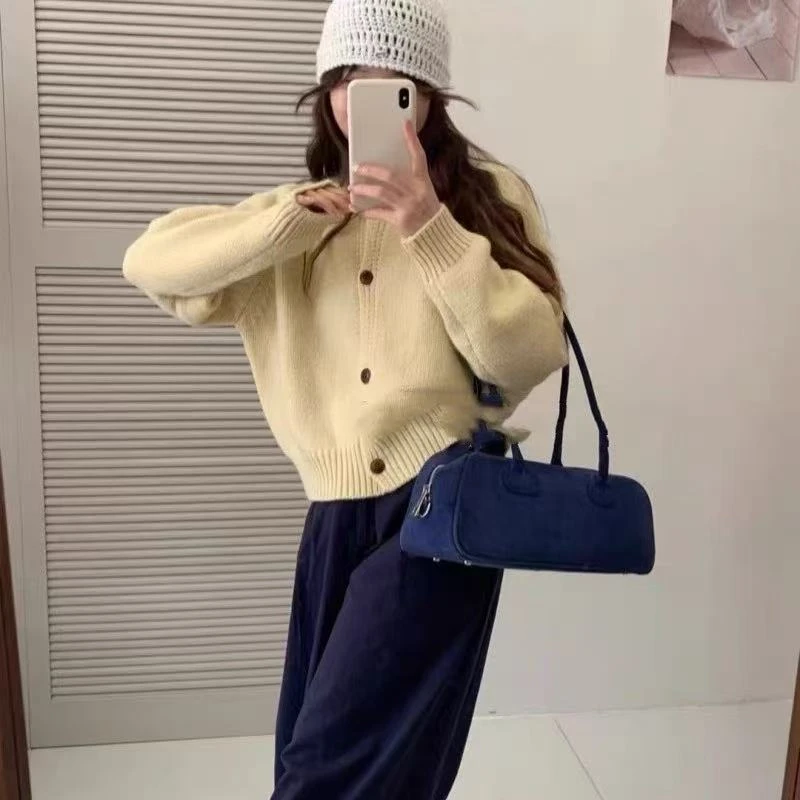 韩版慵懒风软糯显白毛衣针织开衫女秋冬新款宽松显瘦内搭外穿上衣