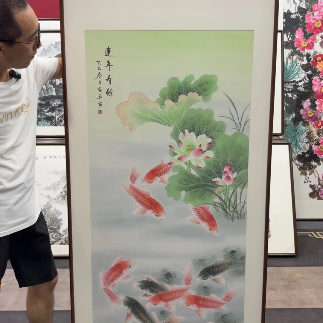 国画手绘作品带框作品