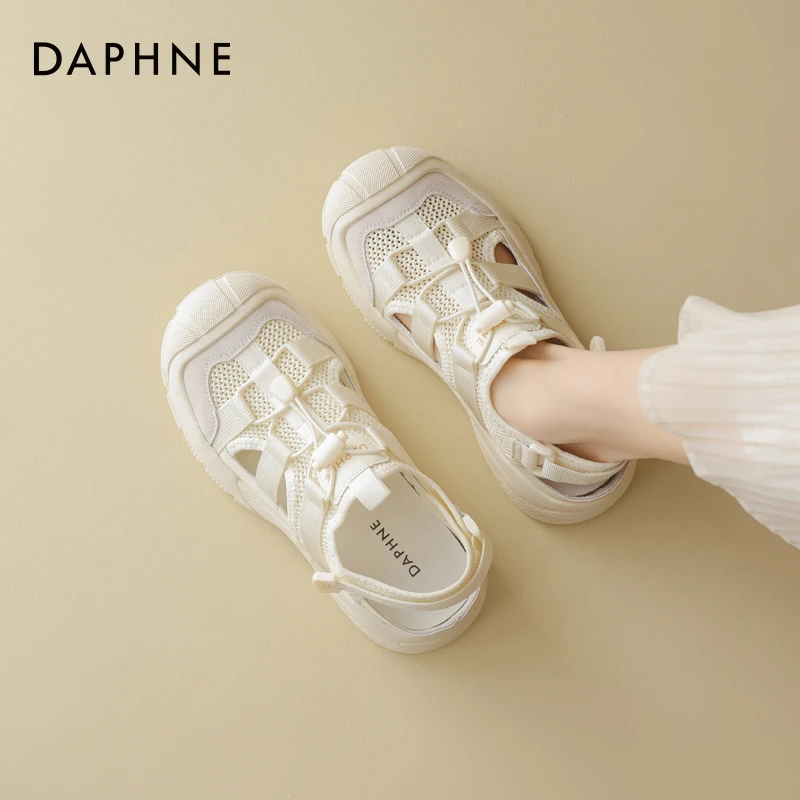 达芙妮运动网面镂空透气凉鞋女2026新款夏季不闷脚登山厚底休闲鞋