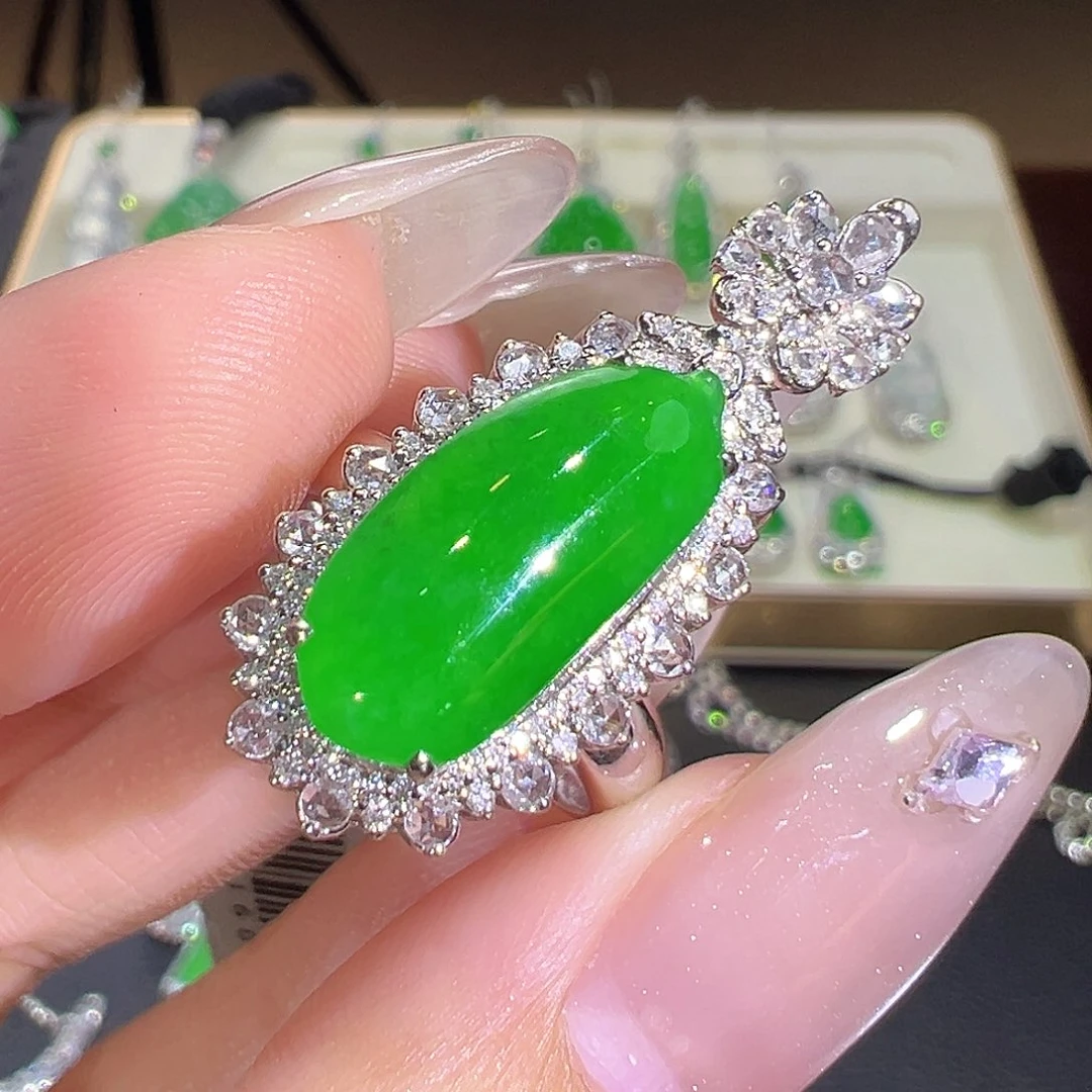 翡翠18K金镶嵌戒指两用款