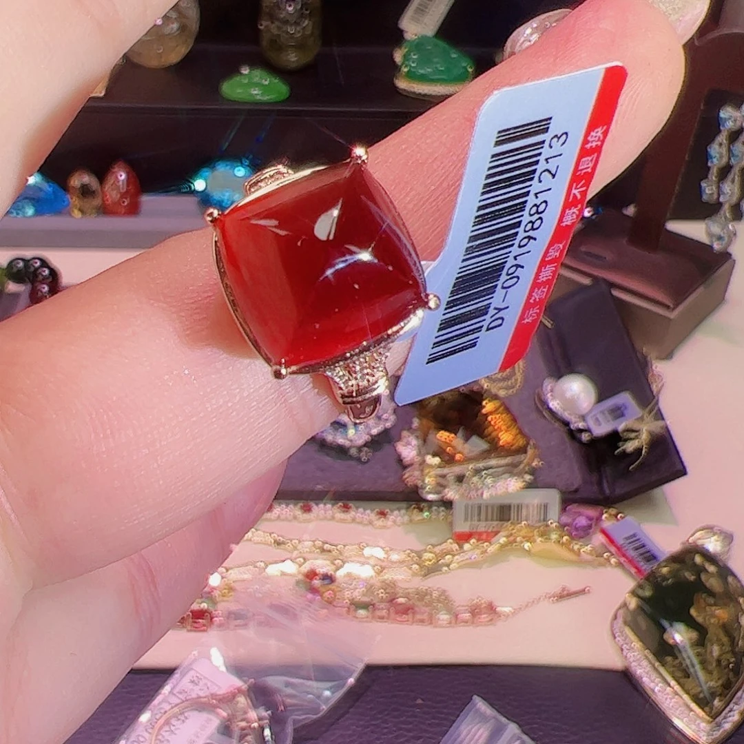 石榴石（芬达石）戒指银S925镶嵌