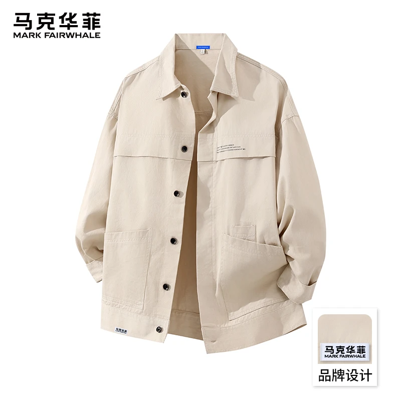 马克华菲美式翻领衬衣外套男2025新款工装风痞帅宽松休闲百搭夹克