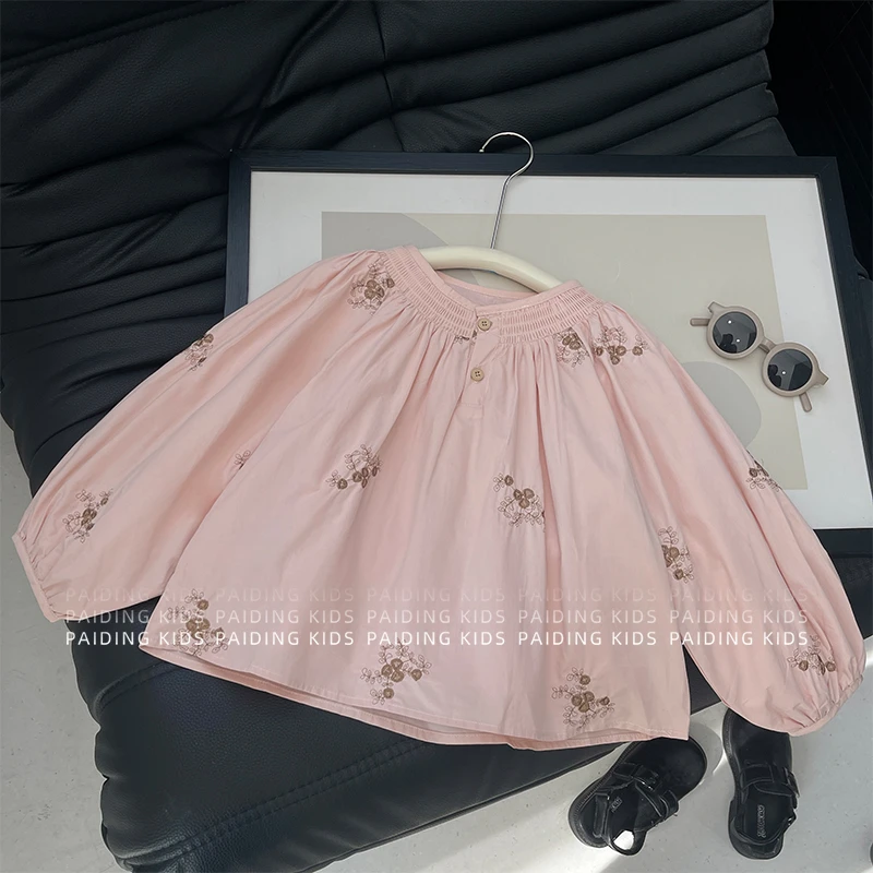 春秋装女童韩版洋气重工碎花立体刺绣长袖套头衬衫SJ6162-QQQQQ