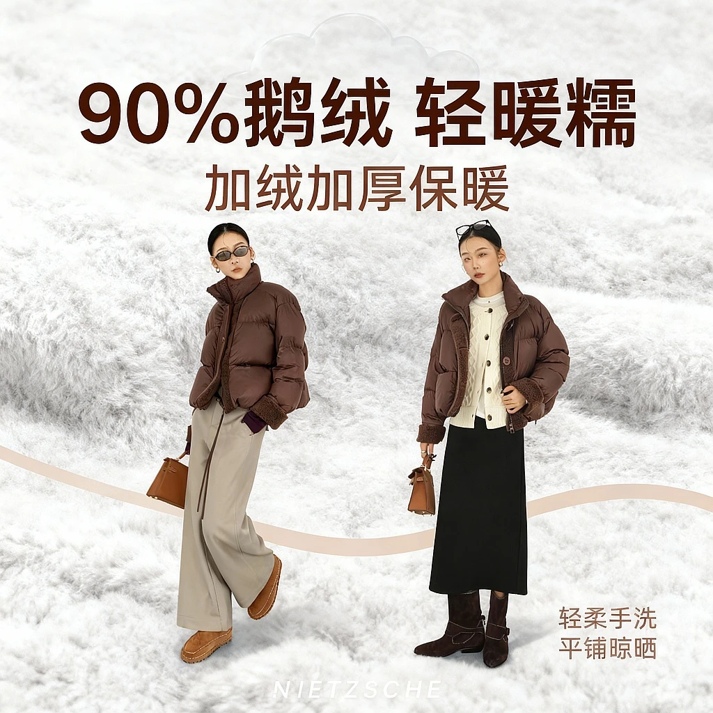 尼采 官方直营｜咖啡包｜90鹅绒服 轻暖糯百搭显白女羽绒服62068