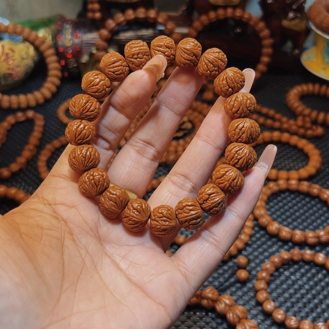 桃核手串15野生籽红皮荔枝