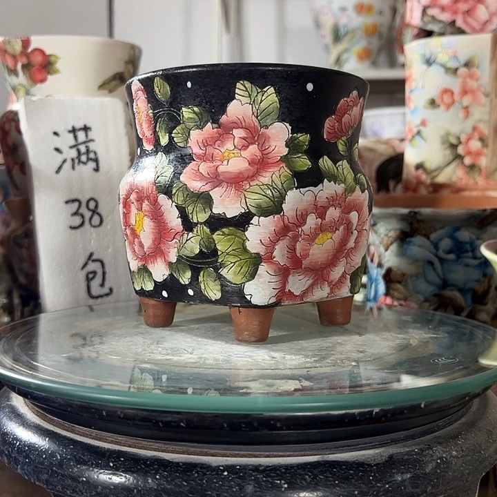 景德镇手绘花盆满38包邮偏远地区除外