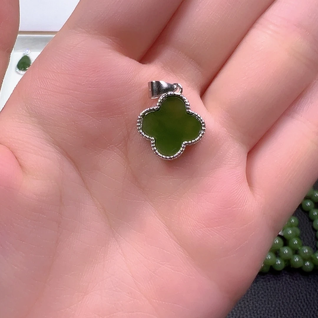 和田玉（碧玉）银S925镶嵌颈饰