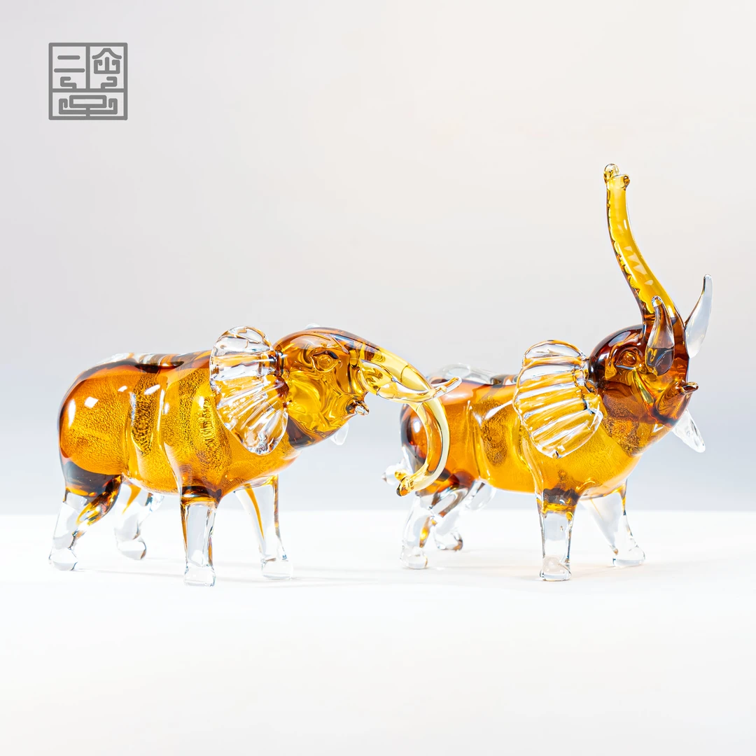 二仚堂淄博琉璃《大象摆件》纯手工工艺轻奢家卧室客厅摆件