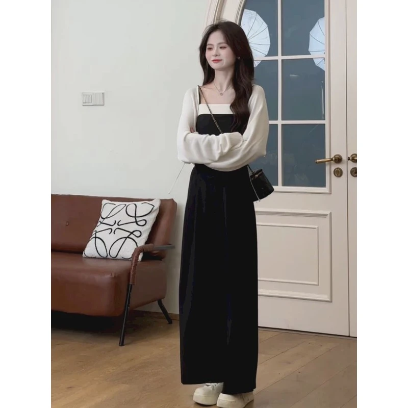 春搭配一整套时尚小个子穿搭新款吊带背心阔腿裤子时尚女装