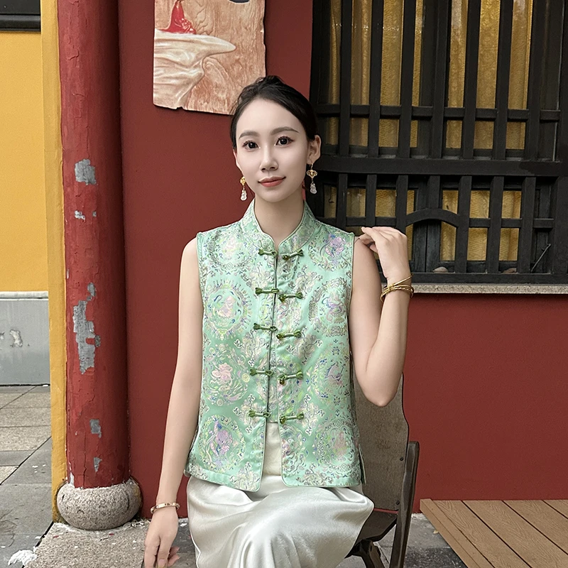 【忆桃源】双面穿提花马甲女时髦洋气新中式穿搭外穿马夹背心女