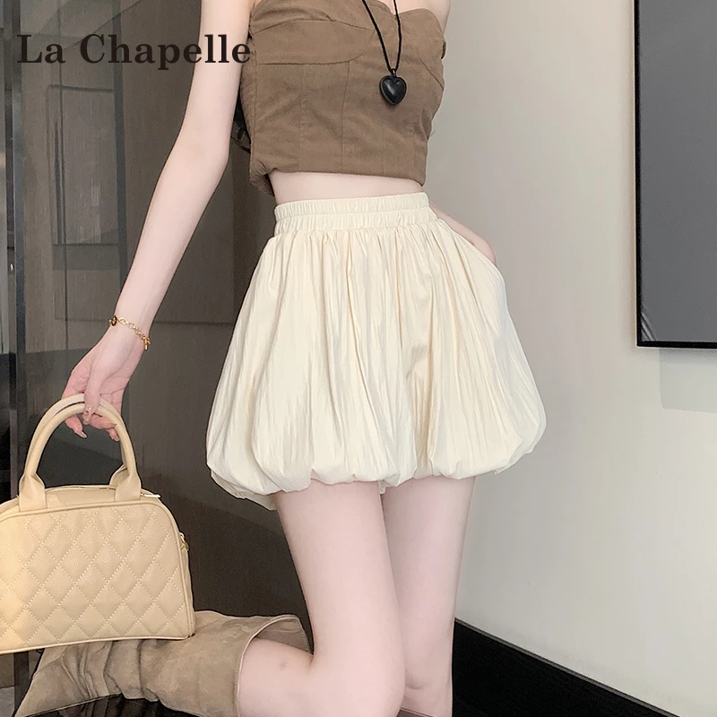 拉夏贝尔芭蕾风花苞半身裙女夏季2025新款高腰a字蓬蓬灯笼短裙子