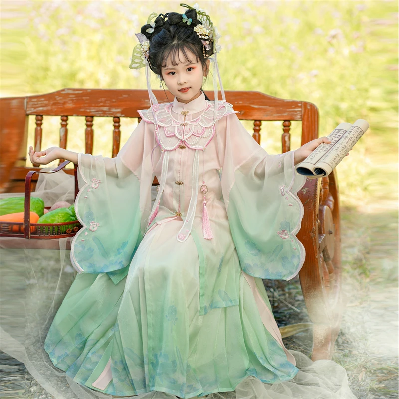儿童汉服女童春夏2025新款女童高端明制汉服中国风唐装超仙气古装