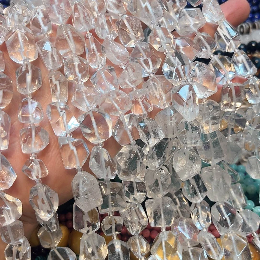 合金玛瑙/玉髓珠宝半成品白水晶万切一条12x15mm