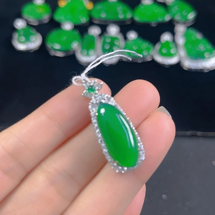 翡翠银S925镶嵌吊坠(不含链)