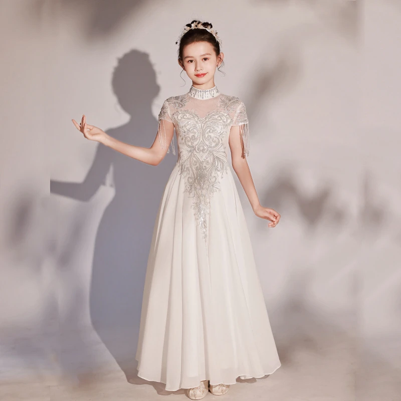 礼服中国风女童弹古筝演出服超仙民乐合唱主持人礼服六一艺考长裙