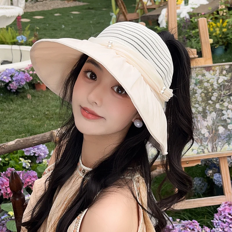 防晒帽女夏季防紫外线空顶帽2025新款大帽檐遮脸遮阳帽户外太阳帽