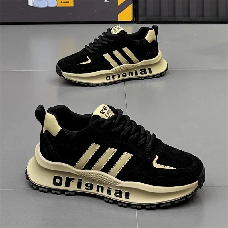 设计感潮鞋复古三道杠老爹鞋男2025年春夏季上新款舒适增高运动鞋