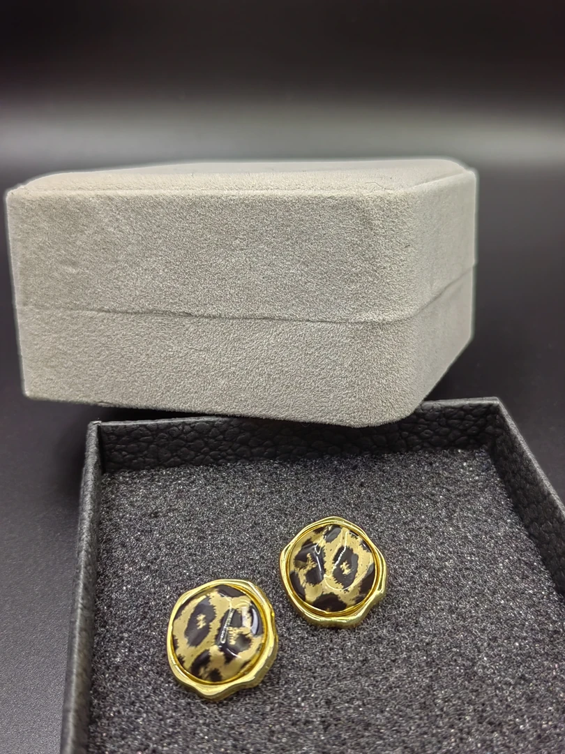 合金耳饰 复古针秋冬圆形菱形豹纹耳环复古美拉德耳钉设计感小众