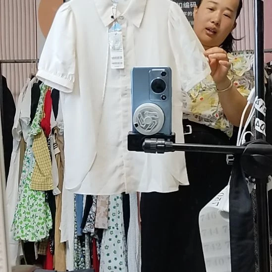 维纶氨纶S码米色短袖假两件套