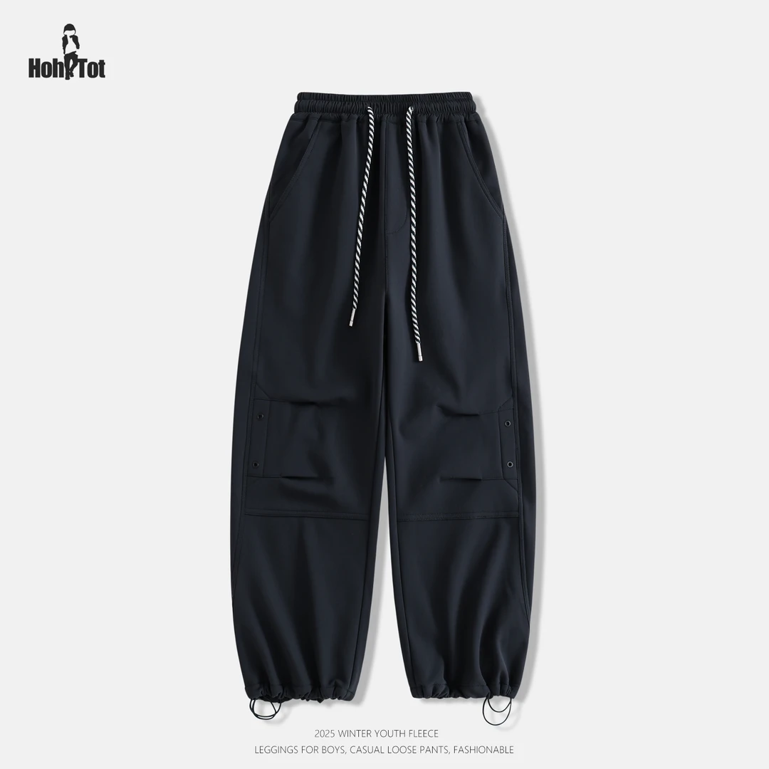 【新品上新】青少年加绒束脚裤2025冬季中大男童休闲工装长裤子潮