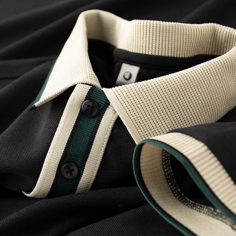 冰丝POLO短袖夏季薄款修身翻领t恤男士冰丝翻领T男士简约合身Polo