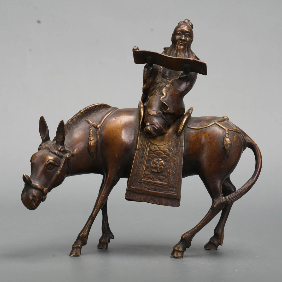 LOT 021403 19世纪 铜老子出关熏炉【古董拍卖】