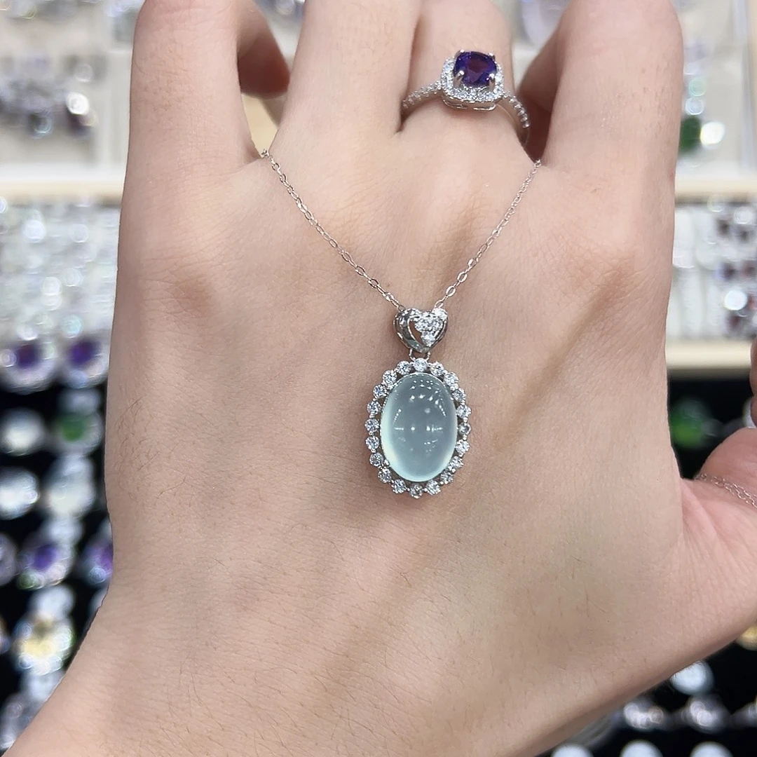 不***陽岫玉银S925镶嵌吊坠(赠链)