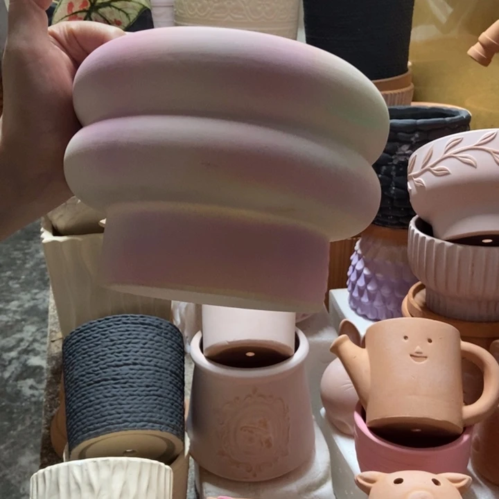 17×12炫彩粉 甜甜圈 粗陶1个