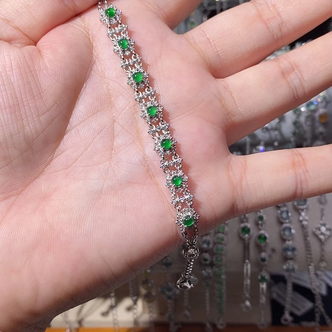 翡翠银S925镶嵌手链