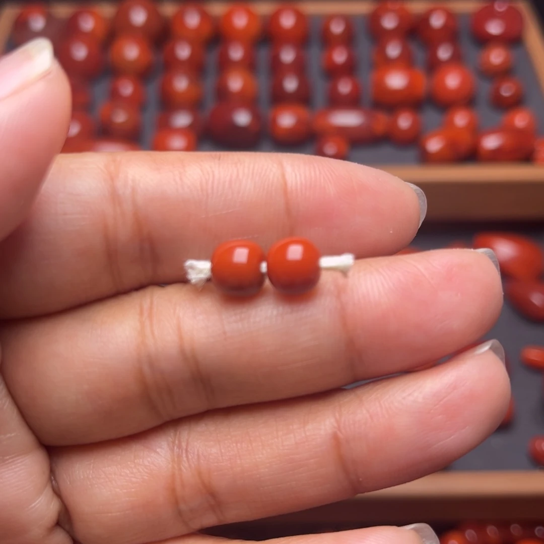 南红玛瑙配饰未镶嵌老型卡7对珠